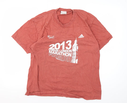 Mens UK Size One Size adidas Red Cotton T-Shirt