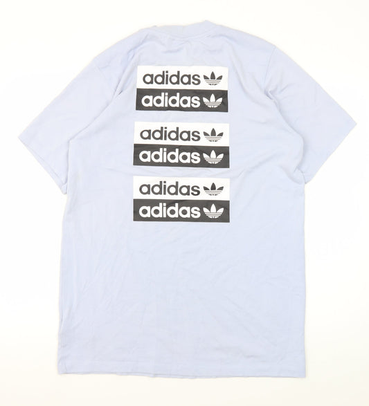 Adidas Women's Blue Basic T-Shirt - Size L, Crew Neck