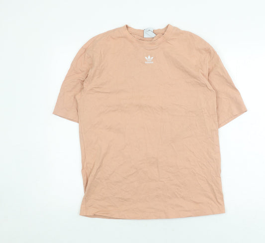 Unisex Adultss UK Size L adidas Beige Cotton T-Shirt