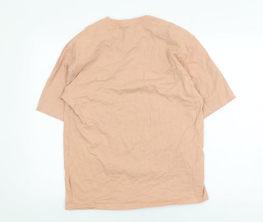 Adidas Unisex Beige Cotton T-Shirt Size L Crew Neck