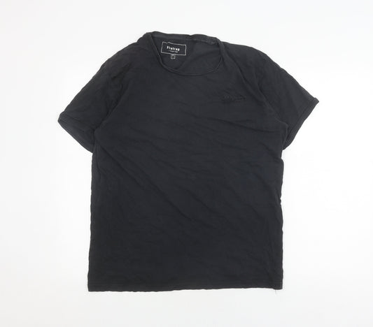 Firetrap Men's Black Cotton T-Shirt, Size L, Crew Neck