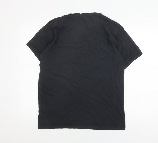 Firetrap Men's Black Cotton T-Shirt, Size L, Crew Neck