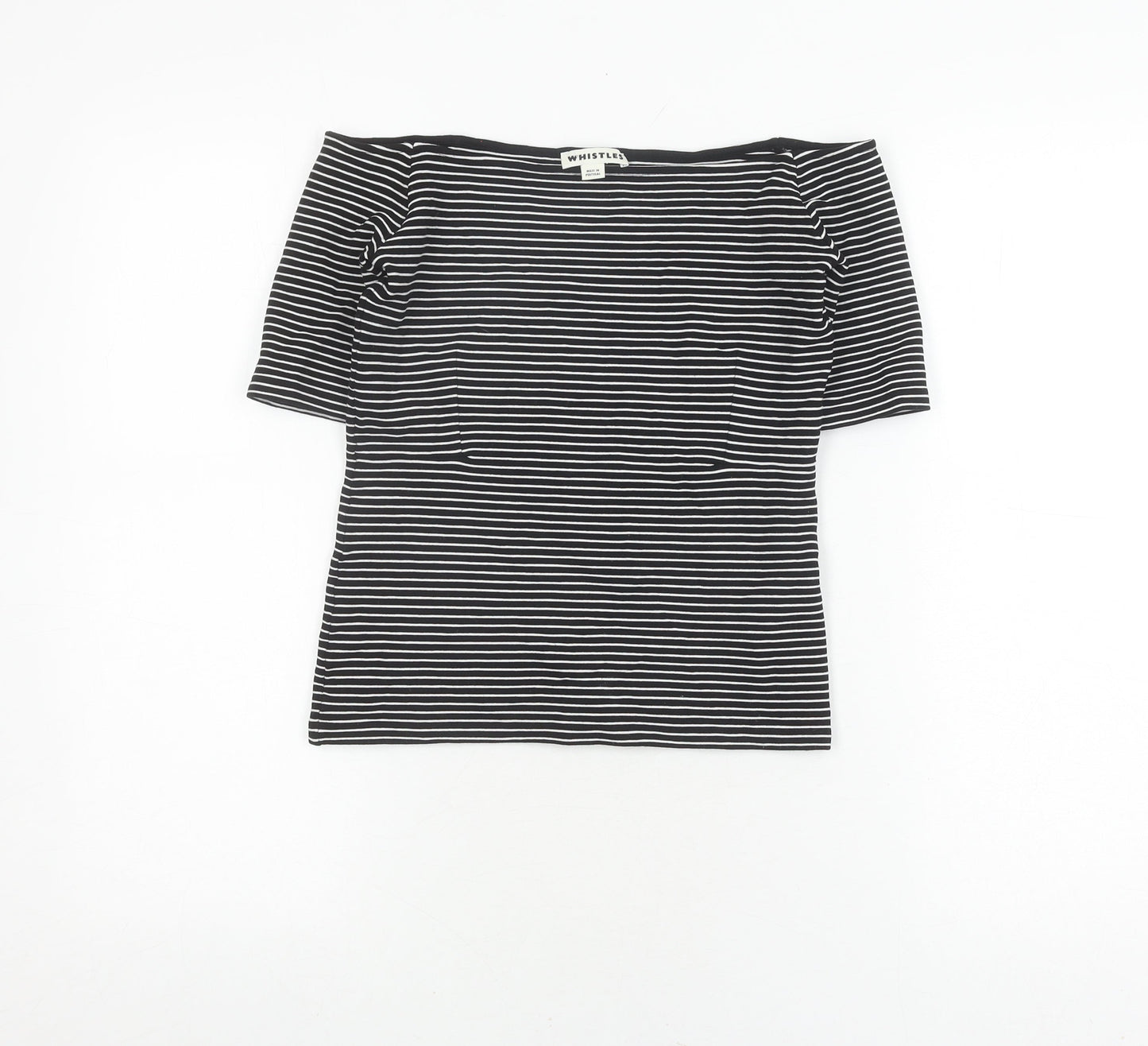 Whistles Women's Black Striped Jersey Top Size 10