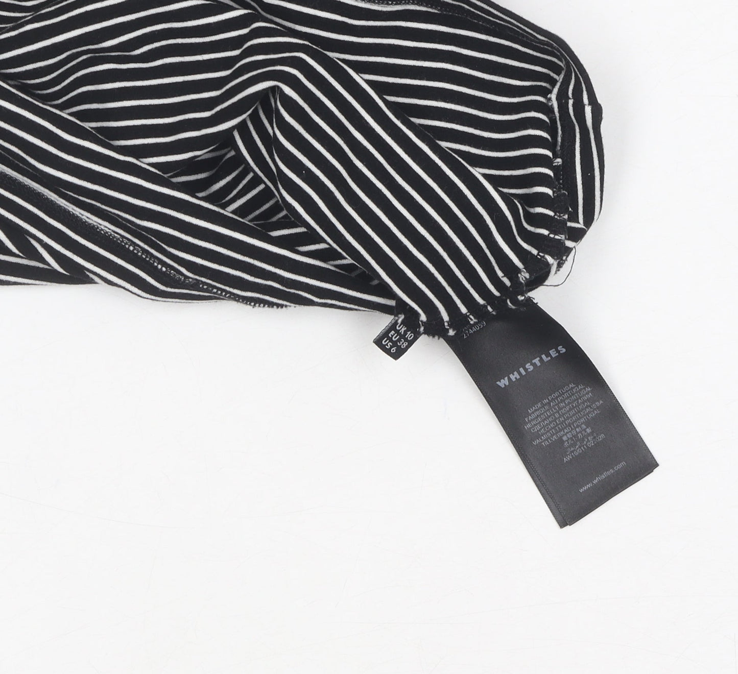 Whistles Women's Black Striped Jersey Top Size 10