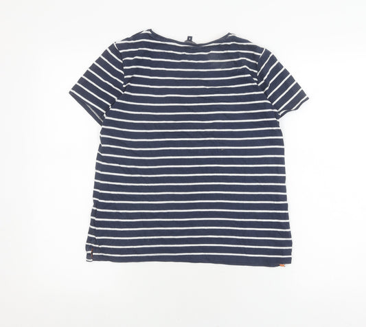 Crew Clothing Womens Blue Striped T-Shirt Size 8