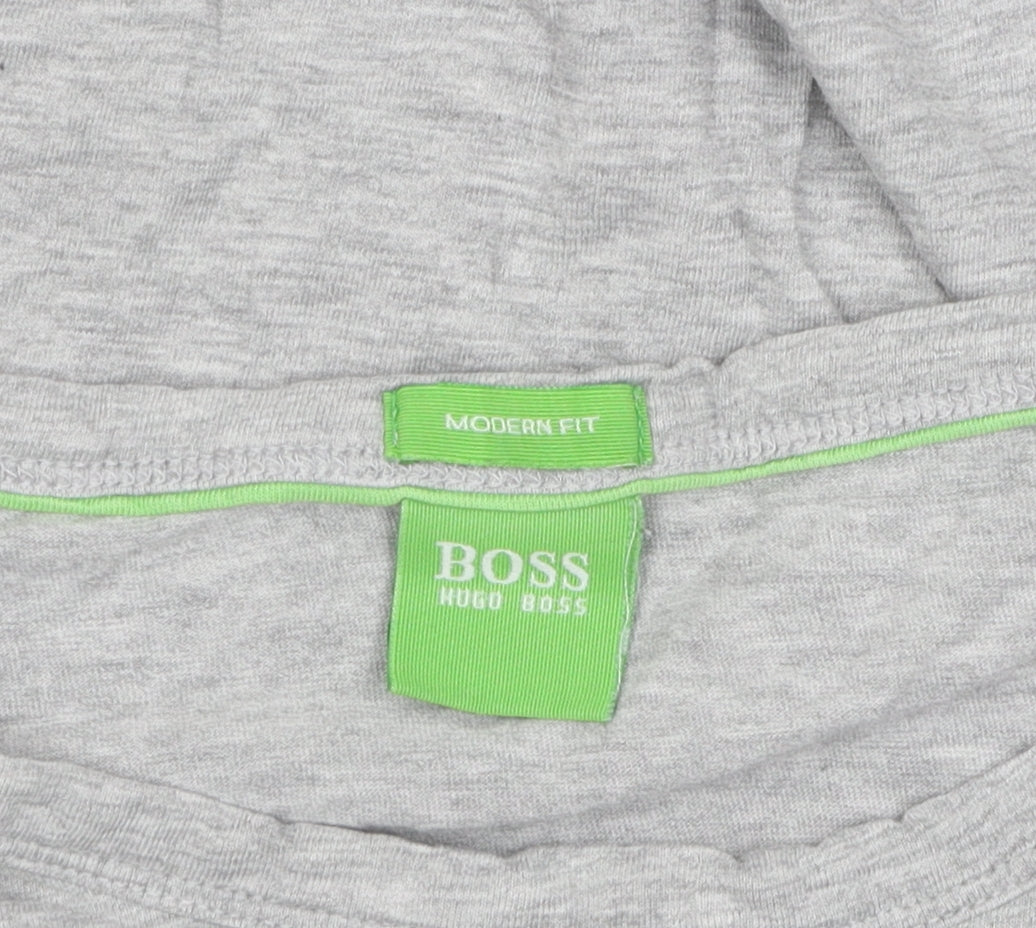 Hugo Boss Men's Grey 2XL T-Shirt, Logo, Crew Neck, Casual