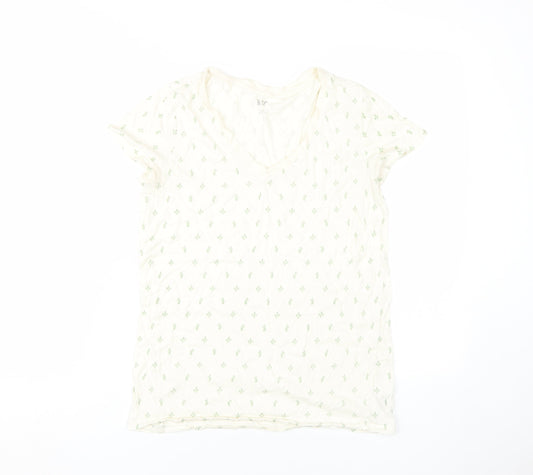 Gap Women's Ivory V-Neck T-Shirt - Size S