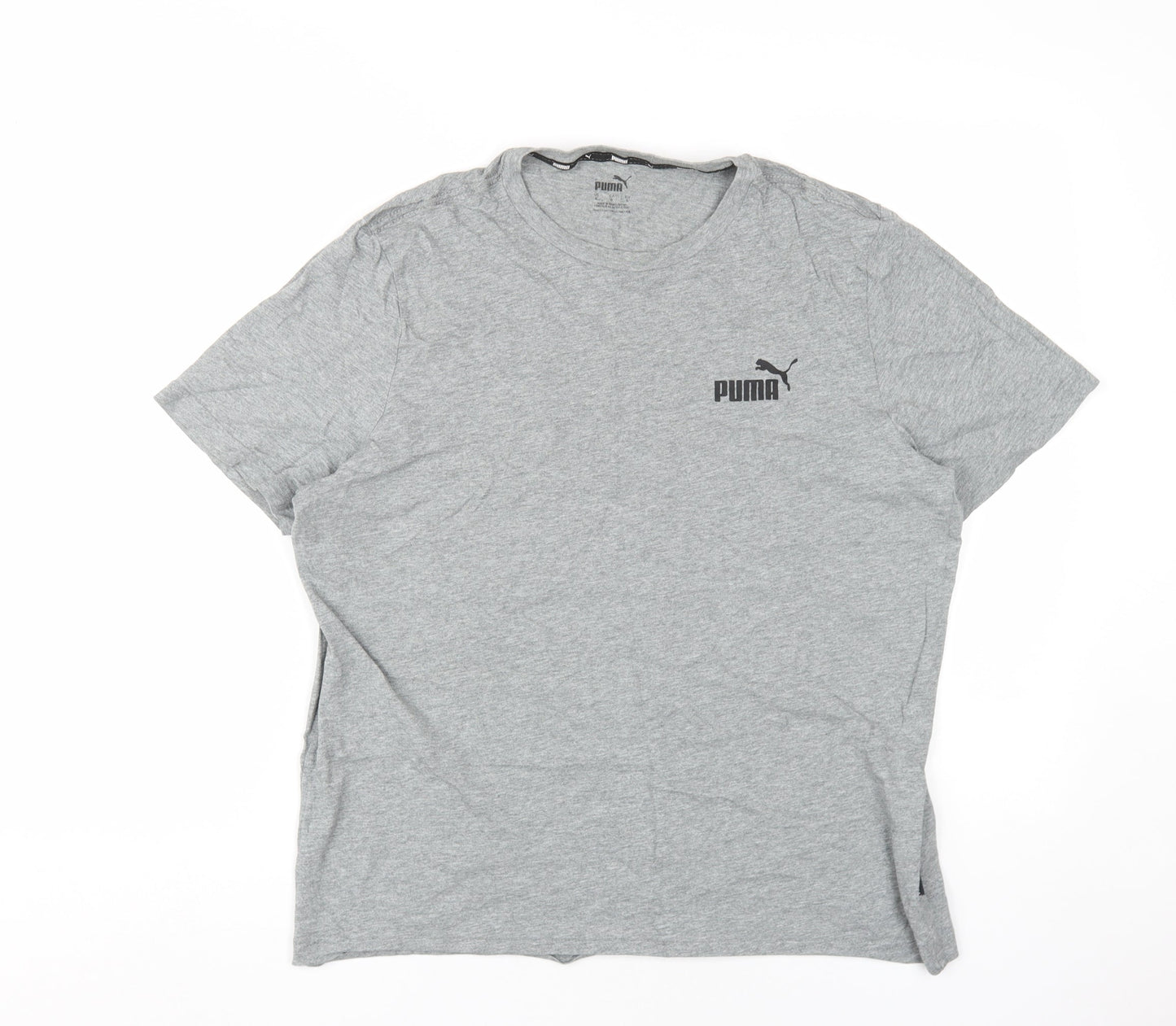 Puma Men's Grey Crew Neck T-Shirt, Size M, Stylish Logo