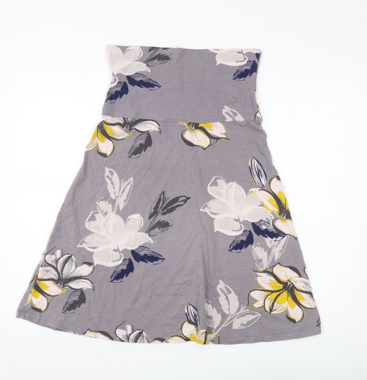 Weird Fish Women's Floral A-Line Skirt Grey Size 10