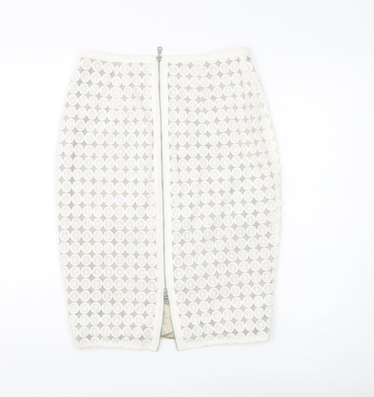 Mint Velvet Women's White Pencil Skirt Size 12 Elegant