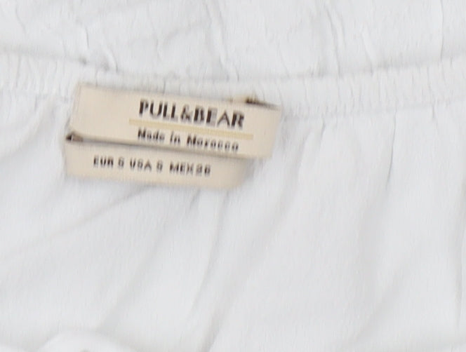 Pull&Bear Women's White Peasant Blouse Size S