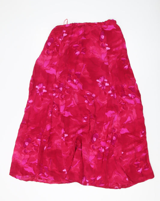 DASH Women's Red Floral Skirt, Size 16, Viscose