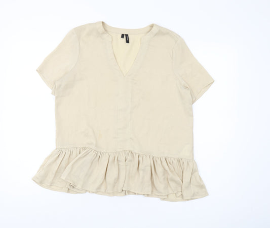 Womens UK Size S VERO MODA Beige Polyester Blouse