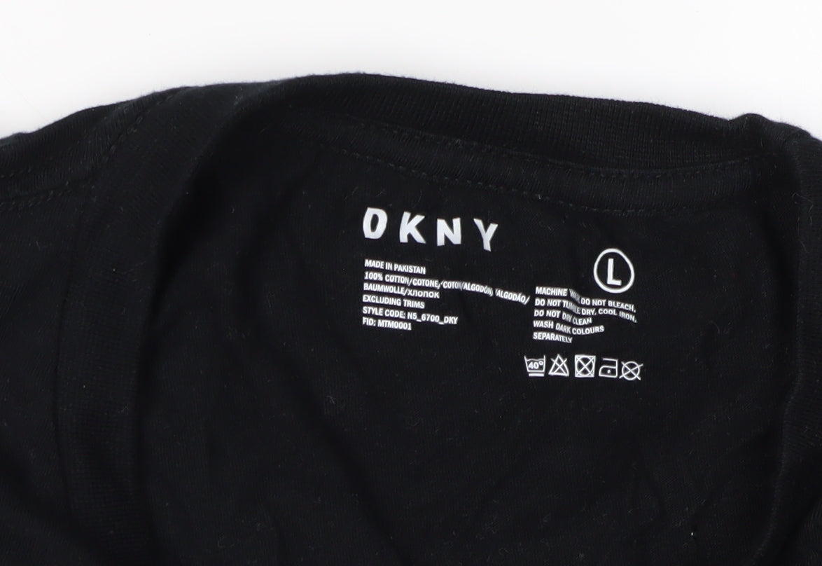 DKNY Men's Black Logo Short Sleeve T-Shirt L
