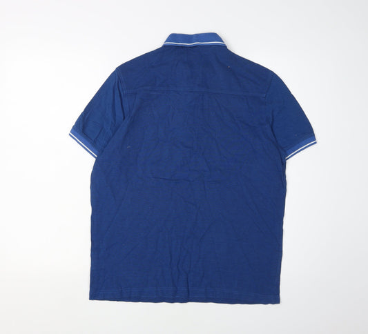 Jeff Banks Men's Blue Polo Shirt M Short Sleeve Cotton