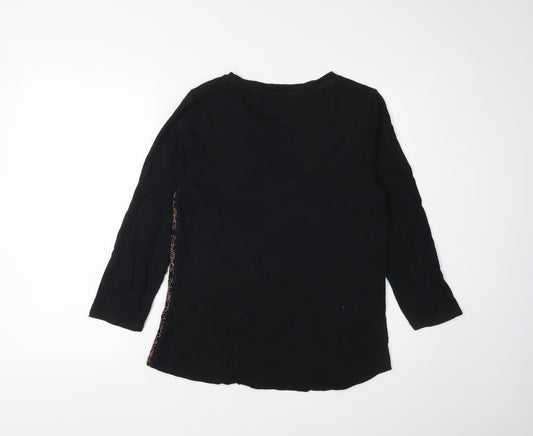 J.Crew Women's Black Floral Embroidered Blouse M