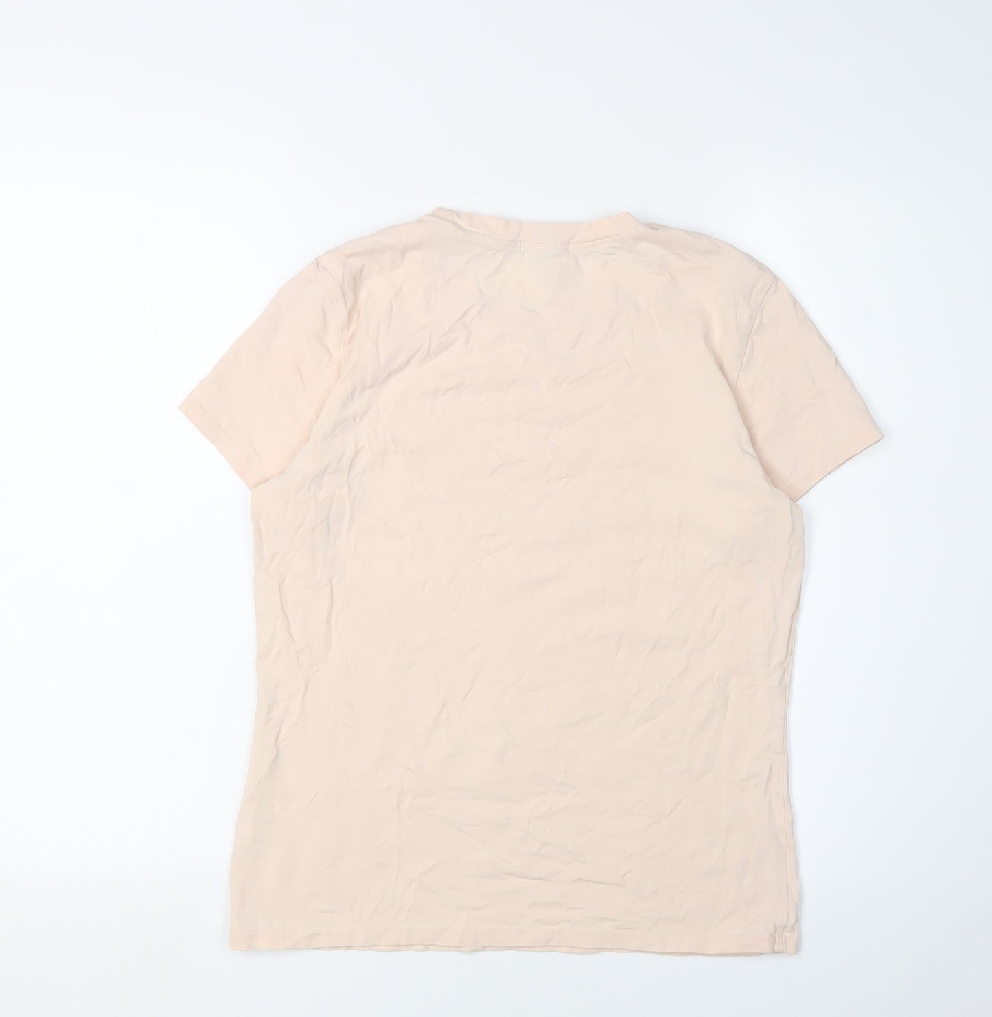 GAP Women's Beige Basic T-Shirt - Large, Short Sleeve