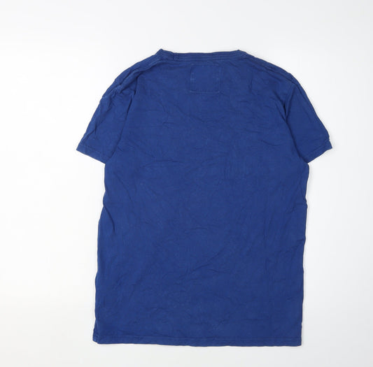 Hollister Men's Blue Logo T-Shirt, Size S, Crew Neck