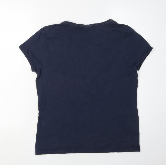 Womens UK Size 14 Laura Ashley Blue Cotton Blend T-Shirt