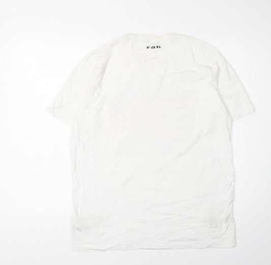 Diesel Men's White Retro Music Graphic T-Shirt L