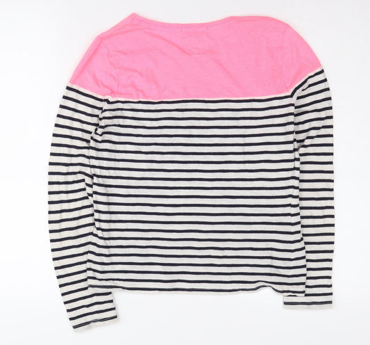 SuperDry Women's Pink Striped Jersey T-Shirt, M