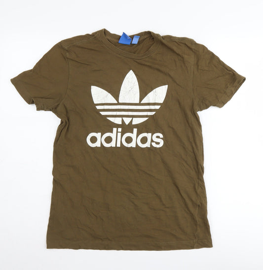 Mens UK Size S adidas Brown Cotton T-Shirt
