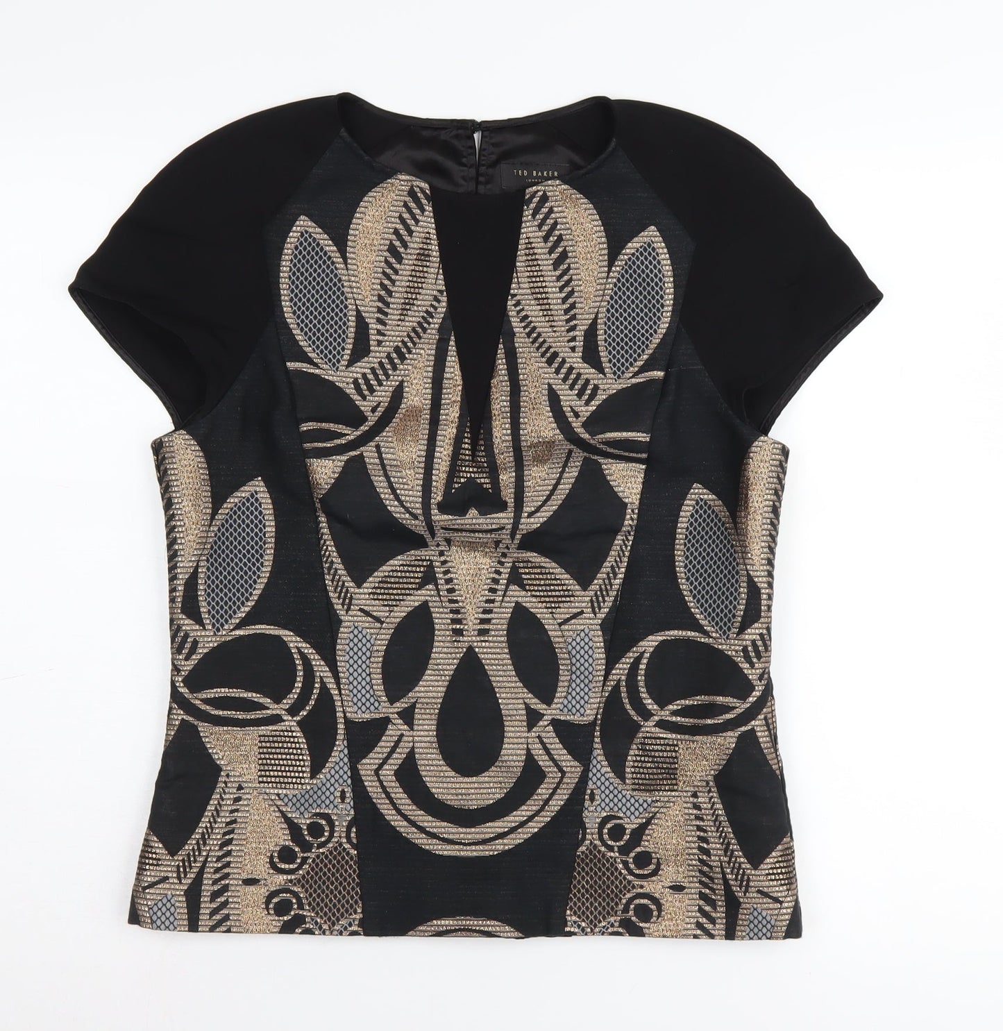 Ted Baker Women's Geometric Black Top L