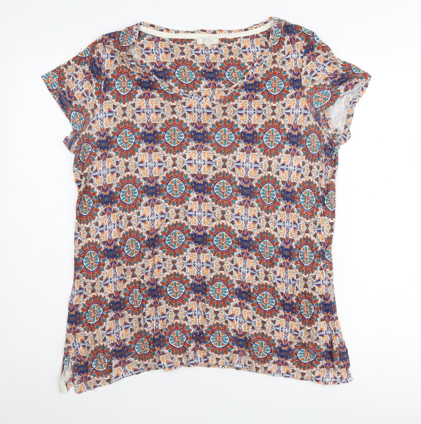 Fat Face Women's Multicoloured Geometric T-Shirt UK 14