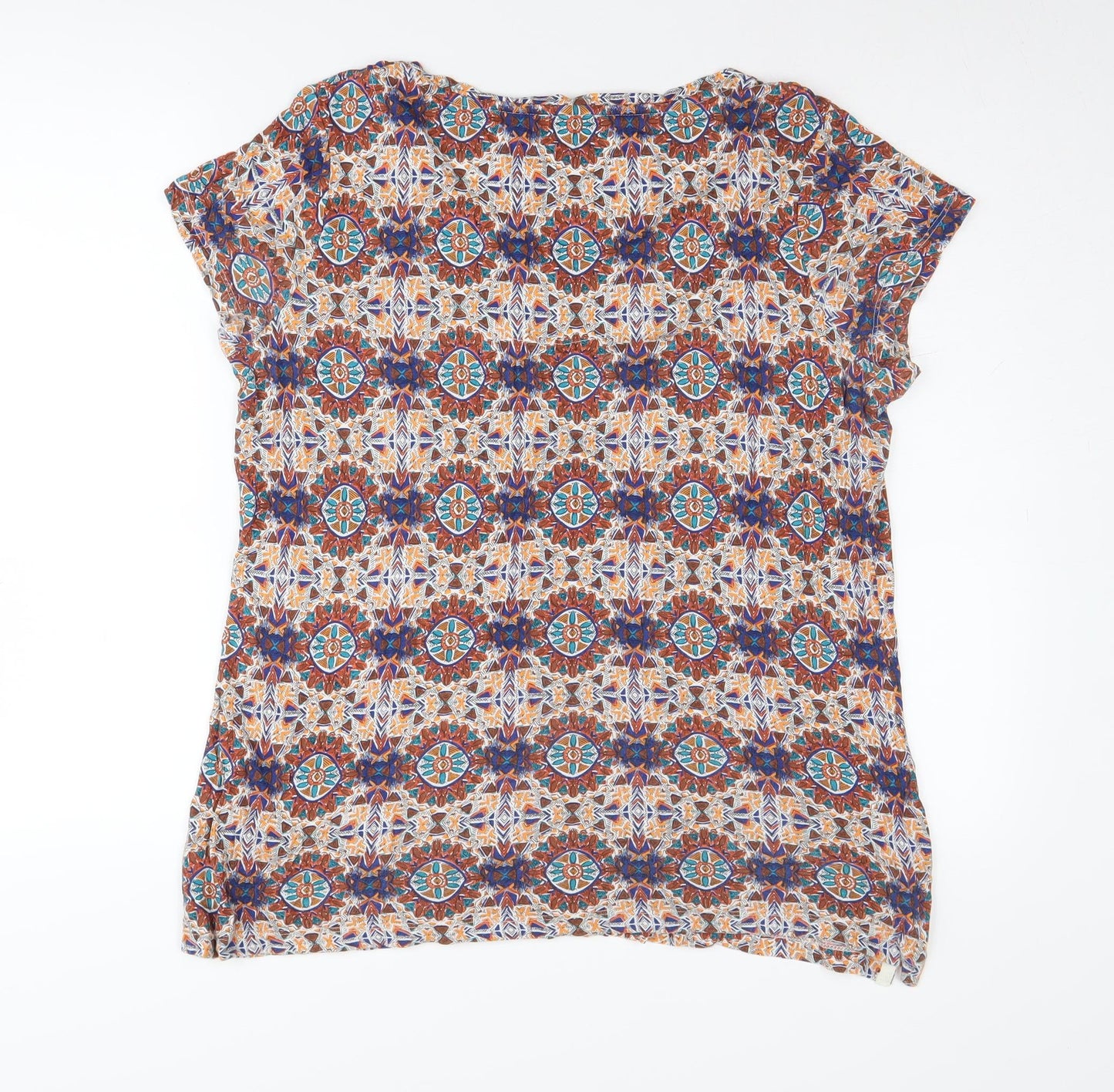 Fat Face Women's Multicoloured Geometric T-Shirt UK 14