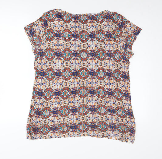 Fat Face Women's Multicoloured Geometric T-Shirt UK 14