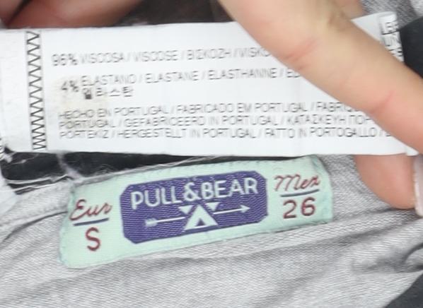 Pull & Bear Women's Grey Ringer T-Shirt, Size S