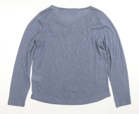 Superdry Women's Blue Long Sleeve Blouse UK 14 Lace Accent