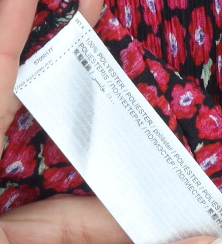 MNG Women's Red Floral Slip Dress Size 8 V-Neck Casual