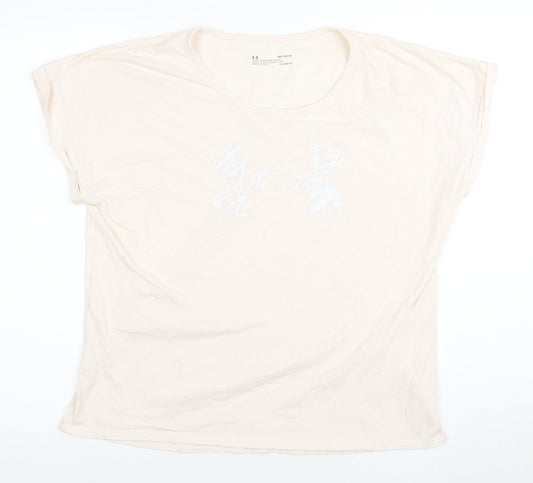 Under Armour Women's Beige T-Shirt M, Casual, Relaxed