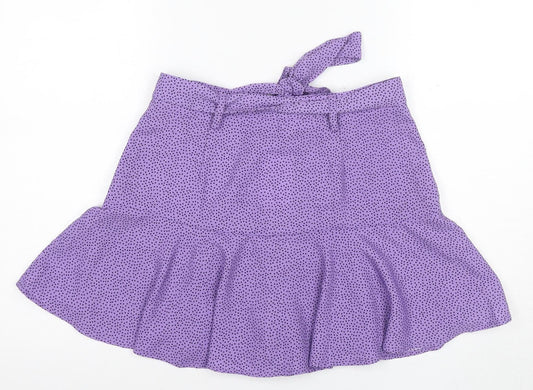 Stradivarius Women's Purple Polka Dot Skirt L