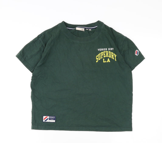 Superdry Women's Green Jersey T-Shirt Size 10
