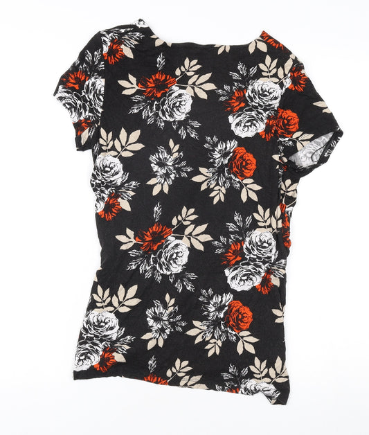 Laura Ashley Women's Black Floral Wrap Blouse - Size 12