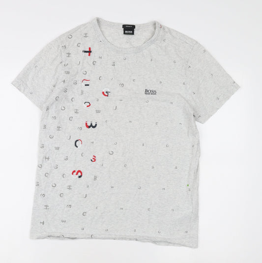 Hugo Boss Men's Grey Graphic Print T-Shirt M