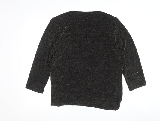 Apricot Women's Black 3/4 Sleeve Wrap Tunic Top