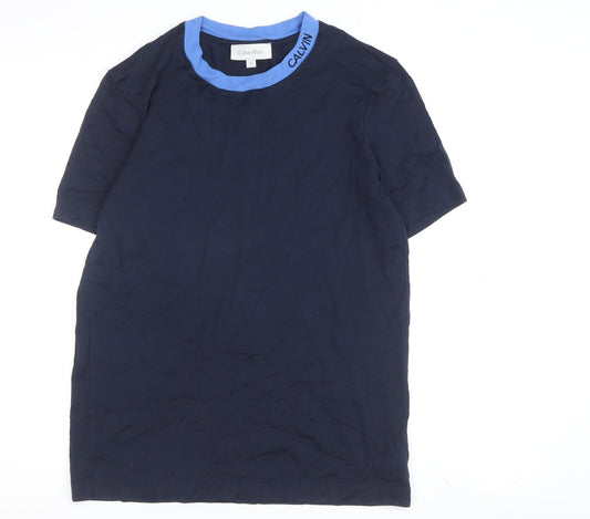 Calvin Womens Klein Blue T-Shirt XS Crew Neck