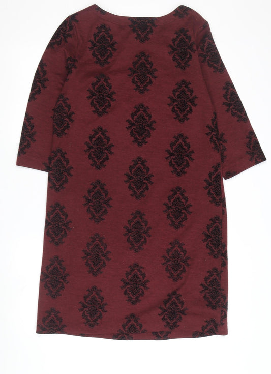 White Stuff Women's Red Geometric Shift Dress Size 12