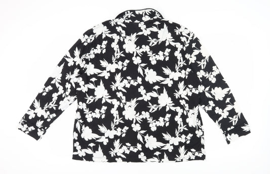 Marks and Spencer Black Floral Pyjama Top - Size L