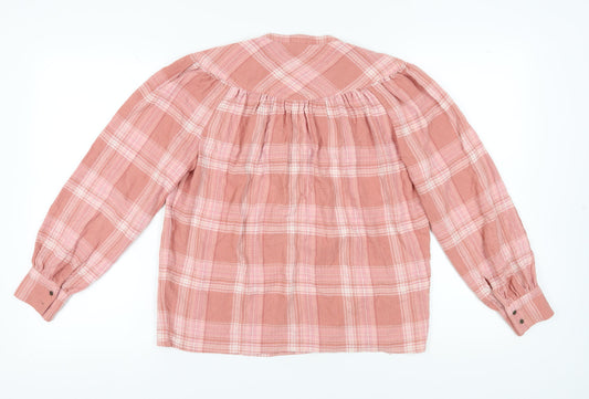Fat Face Women's Pink Plaid Tunic Blouse Size 8