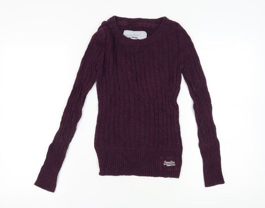 Superdry Women's Purple XS Cable-Knit Jumper