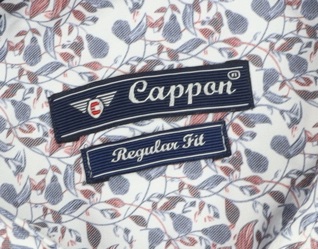 Cappon Men's Multicoloured Floral Shirt - L Size, Short Sleeve