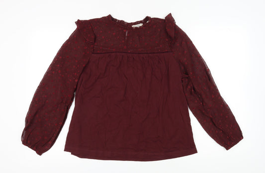 Womens UK Size 12 Fat Face Red Cotton Blend Blouse