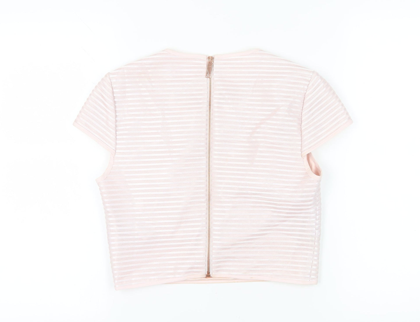 Ted Baker Women's Pink Cropped Striped T-Shirt - Size 6