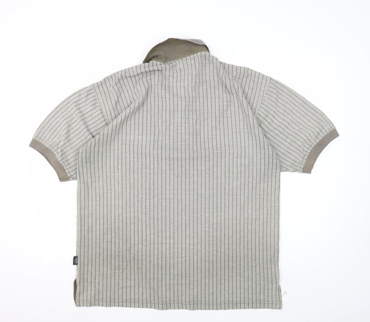 Donnay Men's Grey Striped Polo Shirt, Size L, Regular Fit