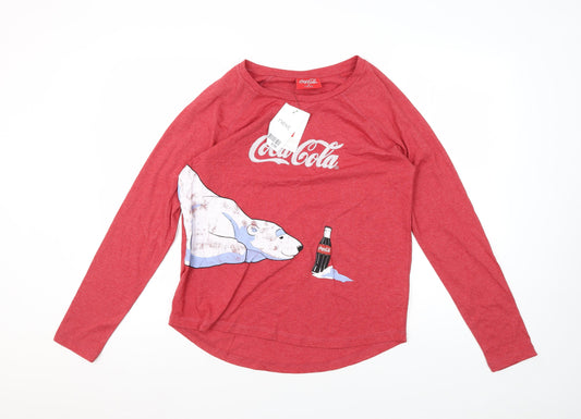 Womens UK Size 10 Coca-Cola Next Red Cotton Blend T-Shirt