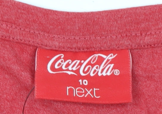 Womens UK Size 10 Coca-Cola Next Red Cotton Blend T-Shirt